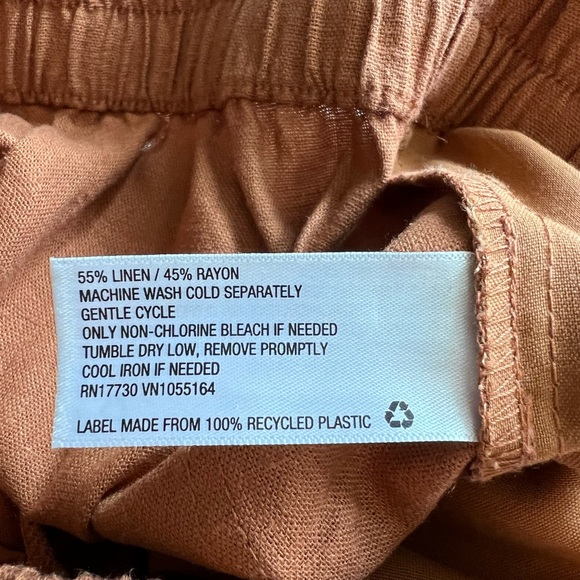 Linen Blend Wide Leg Pull on Pants - size XS - Sienna Brown - Picture 3 of 6
